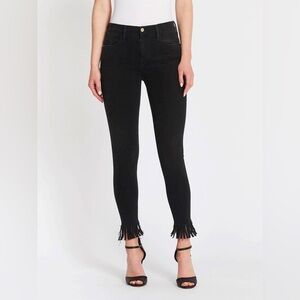 FRAME High Skinny Fringe-Hem Ankle Jeans black 25